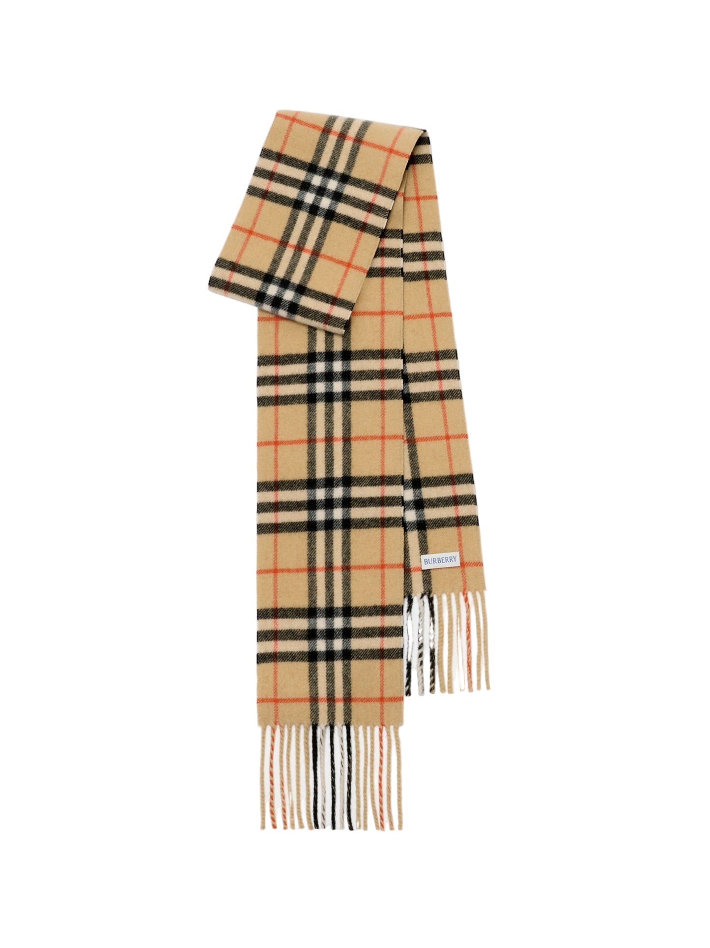 Burberry Narrow Check Cashmere Scarf in Sand