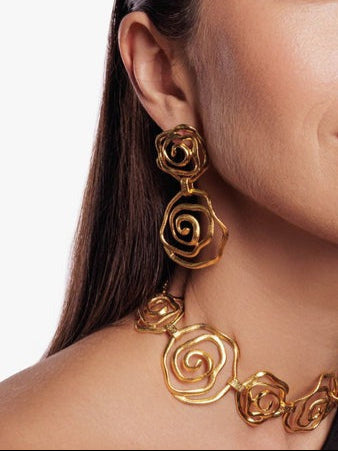 Lynyer Floral Vortex Drop Earrings