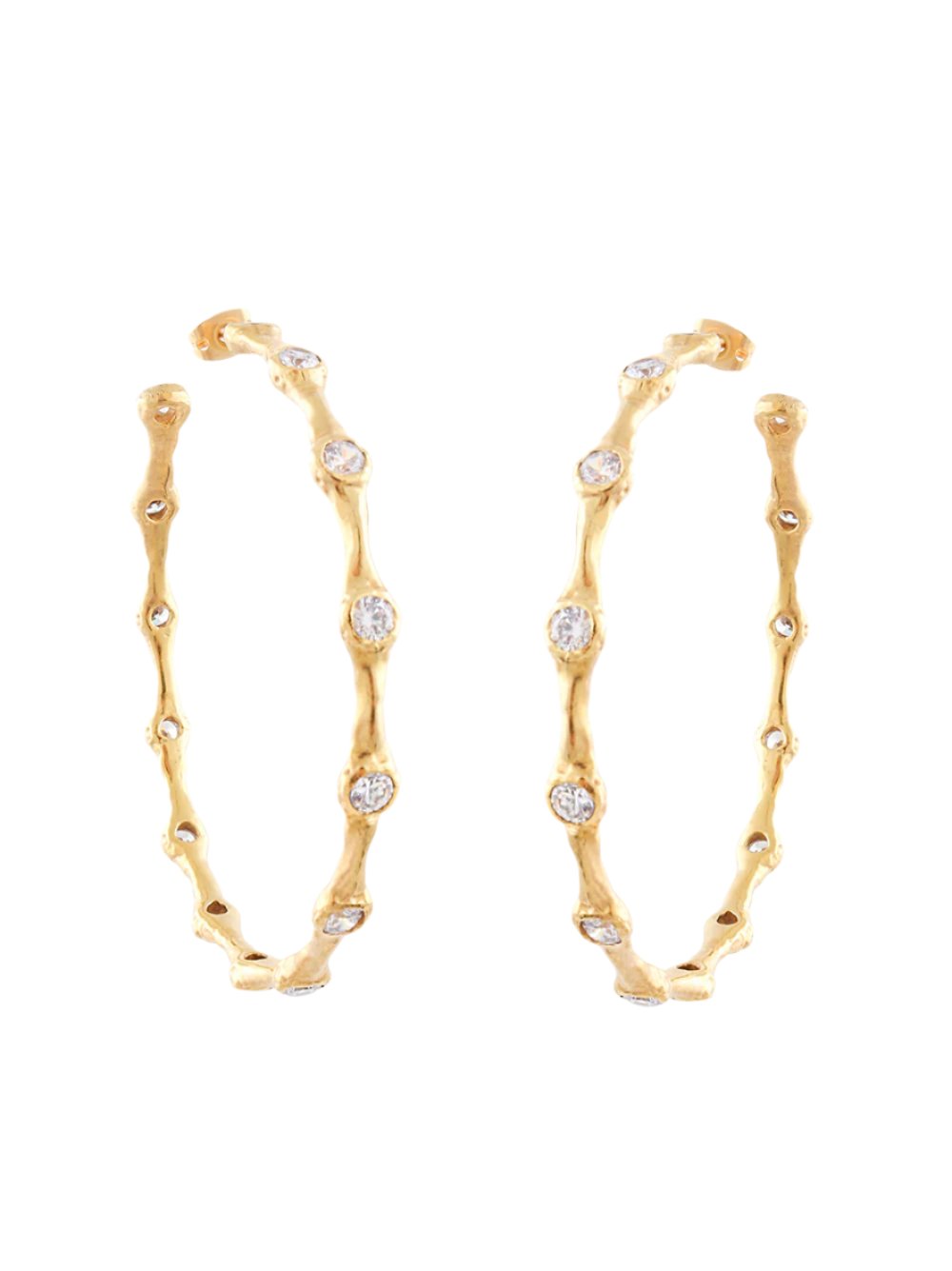 Joanna Constantine Large Wave Hoop Earrings with Stones in Gold