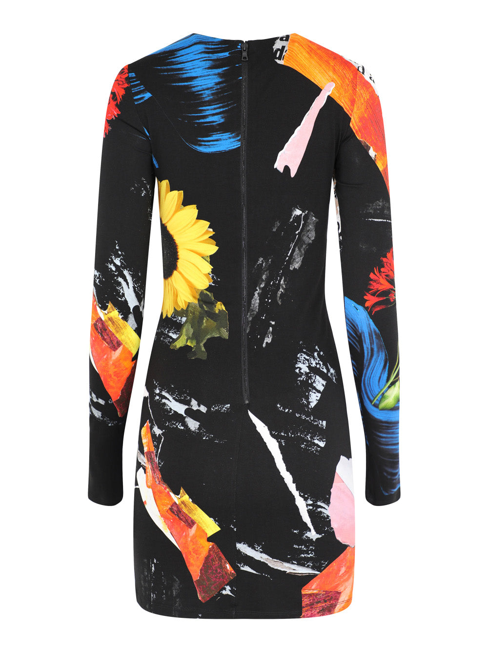 Alice + Olivia Delora Crew Neck Long-Sleeve Mini Dress in Azalea Floral