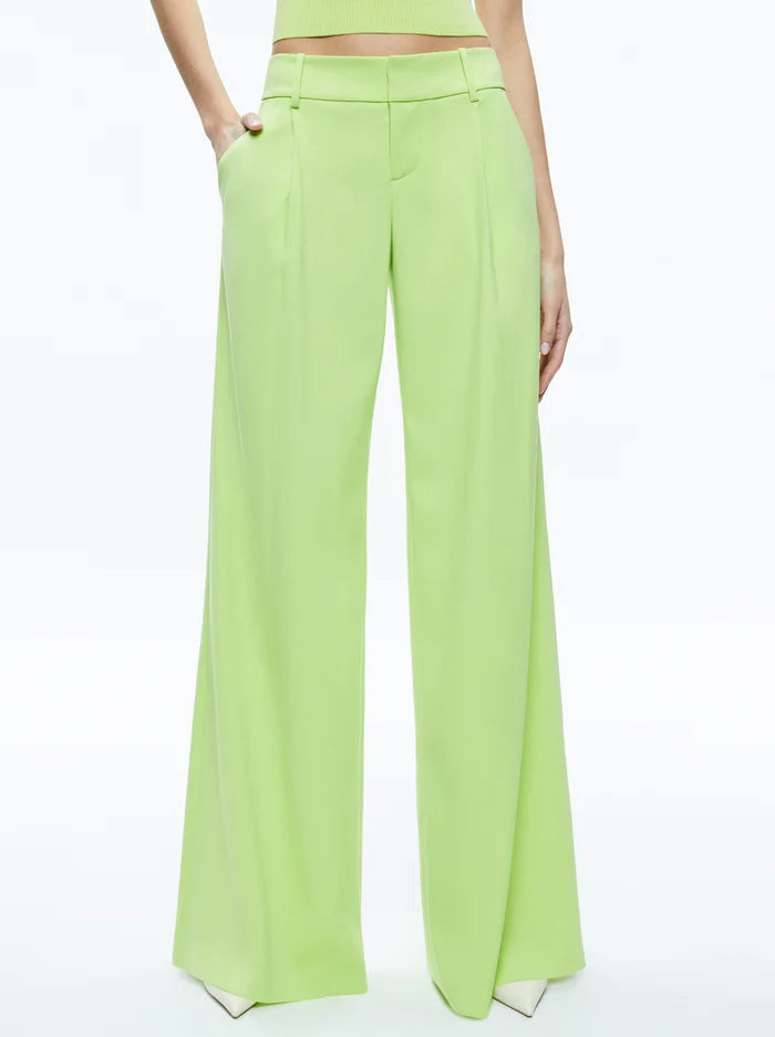 Alice + Olivia Eric Low-Rise Pant in Sharp Green