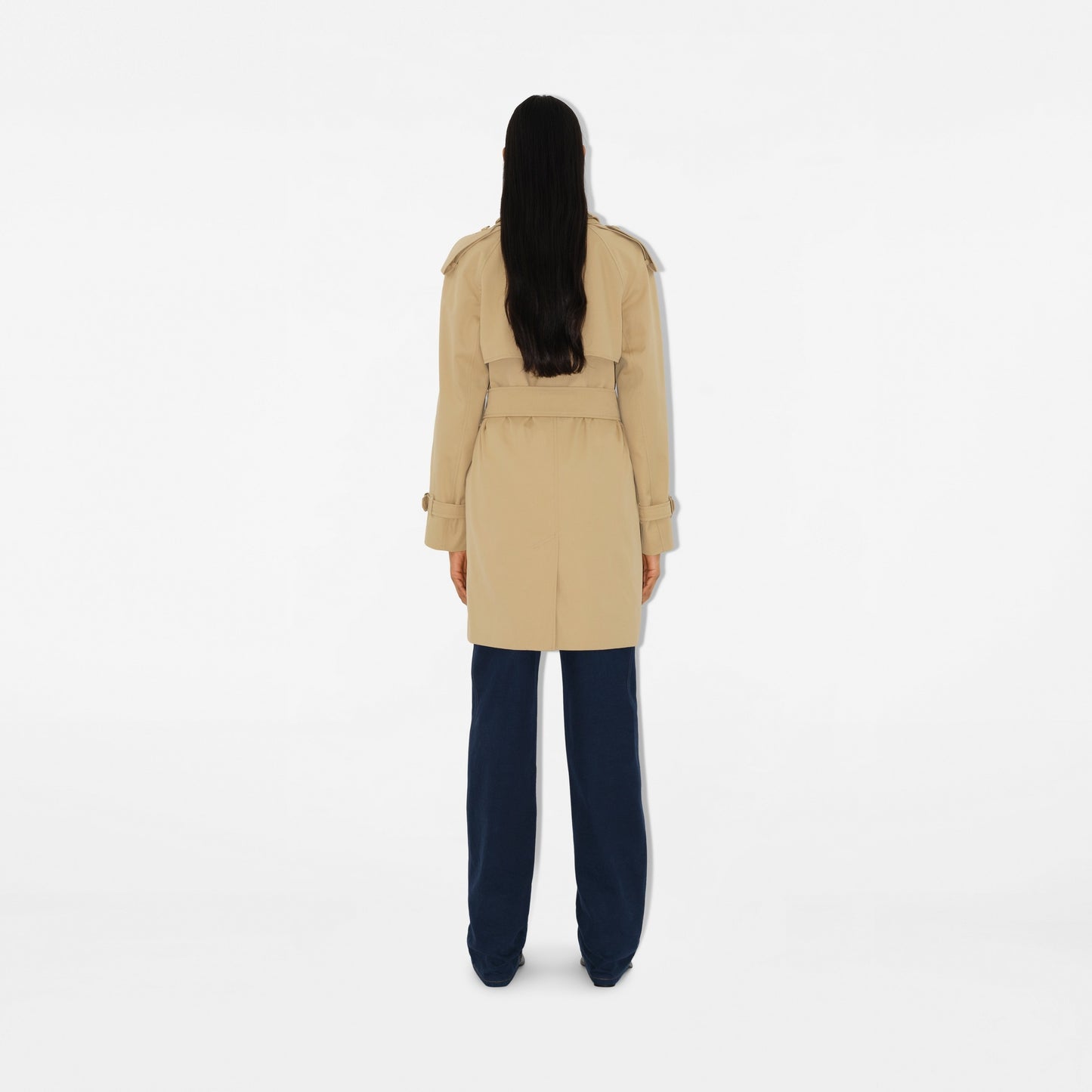 Burberry Short Gabardine Hamilton Trench Coat in Flax