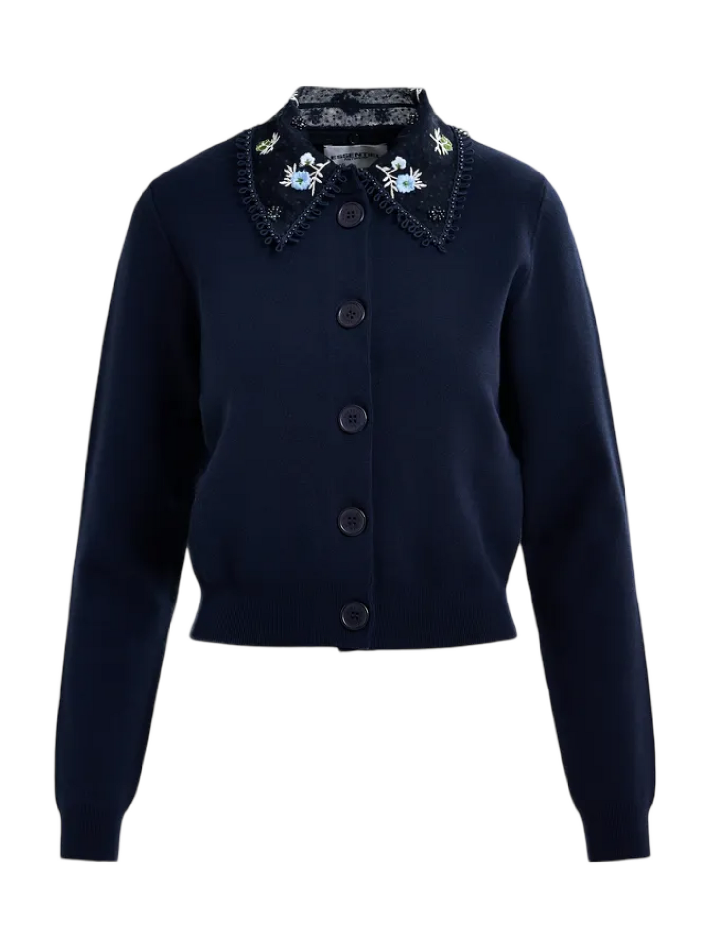 Essentiel Antwerp Hollandia Embroidered Cardigan in Dark Sapphire