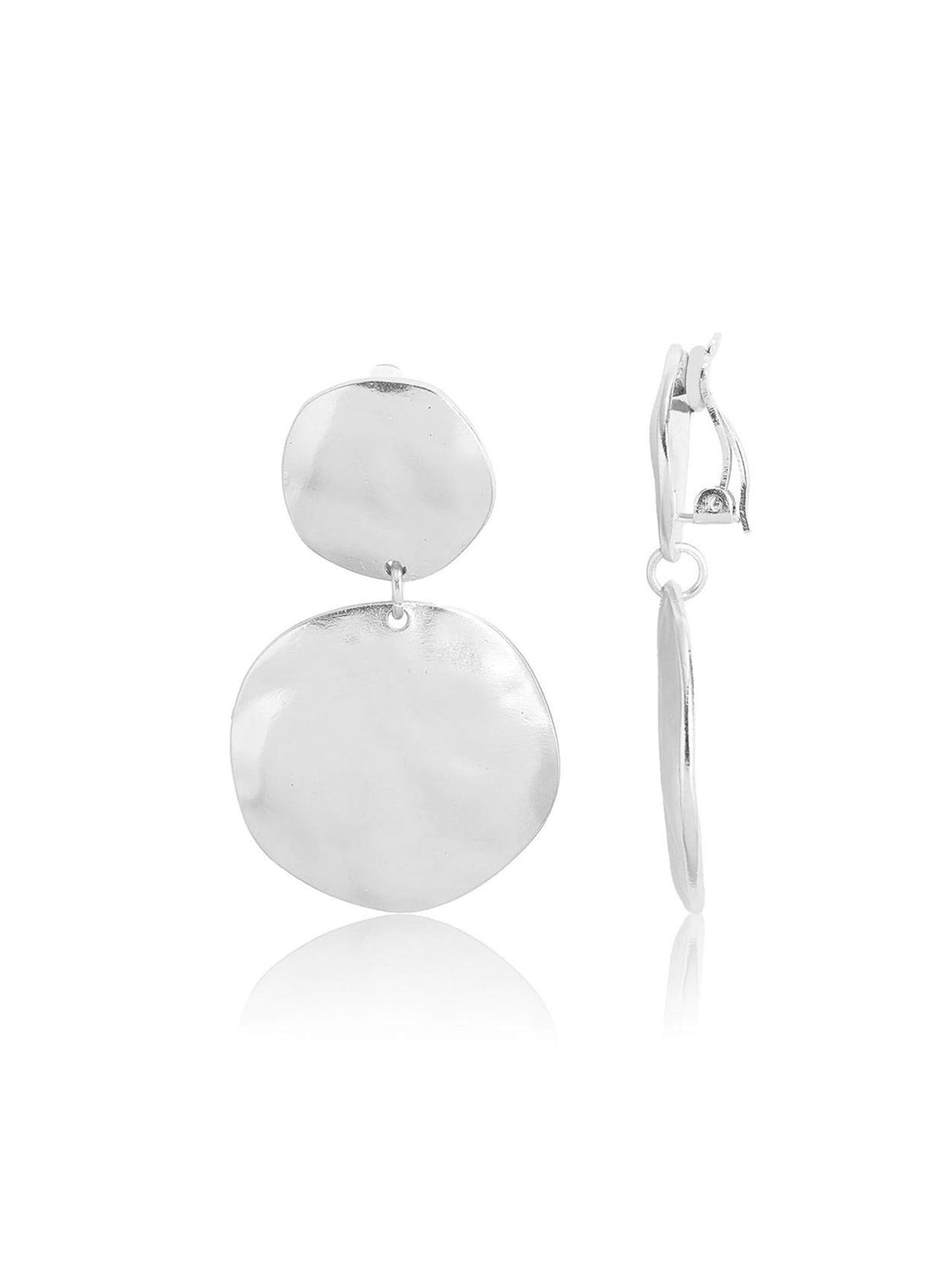 Karine Sultan irregular Discs Clip-On Drop Earrings in Silver