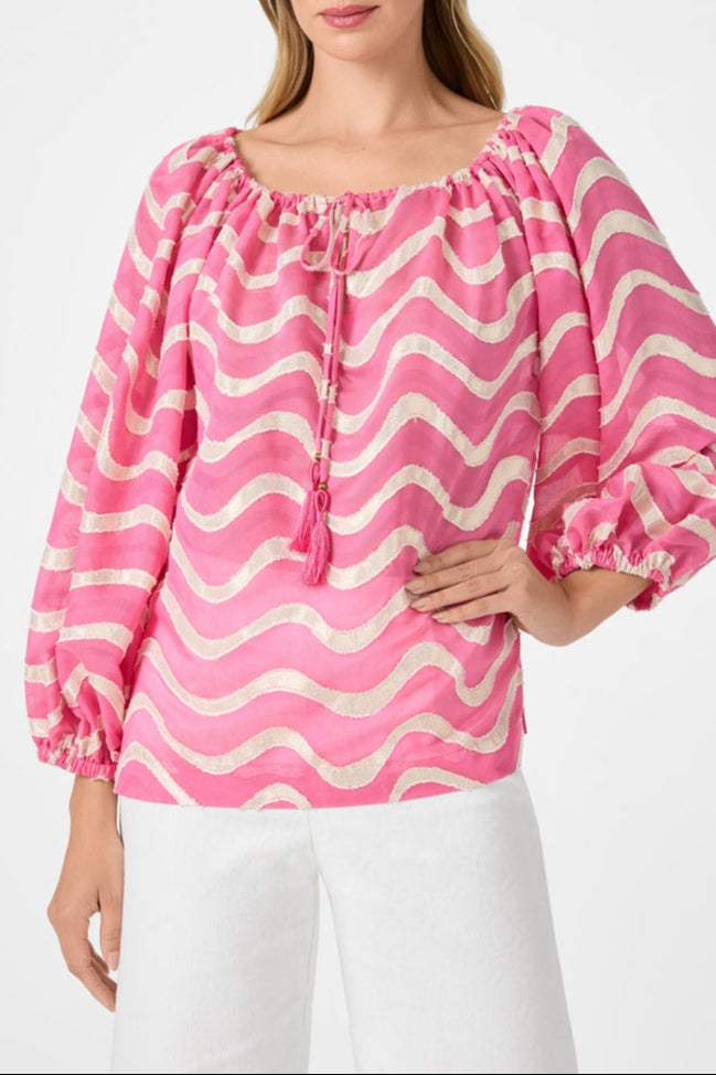 Trina Turk Sandia 2 Blouson Top in Pinku