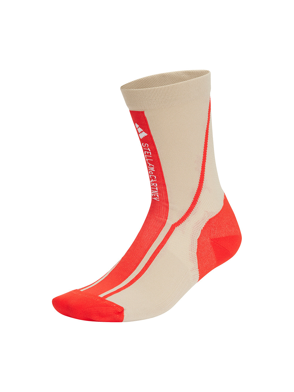 Adidas x Stella McCartney Crew Socks in Desert Sand/Active Red/White