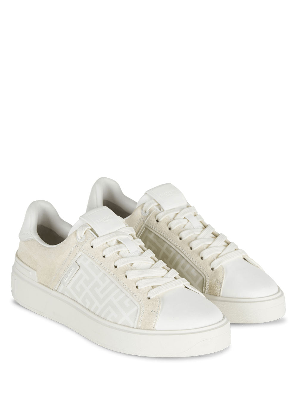 Balmain B-Court Monogrammed Nylon and Leather Trainers