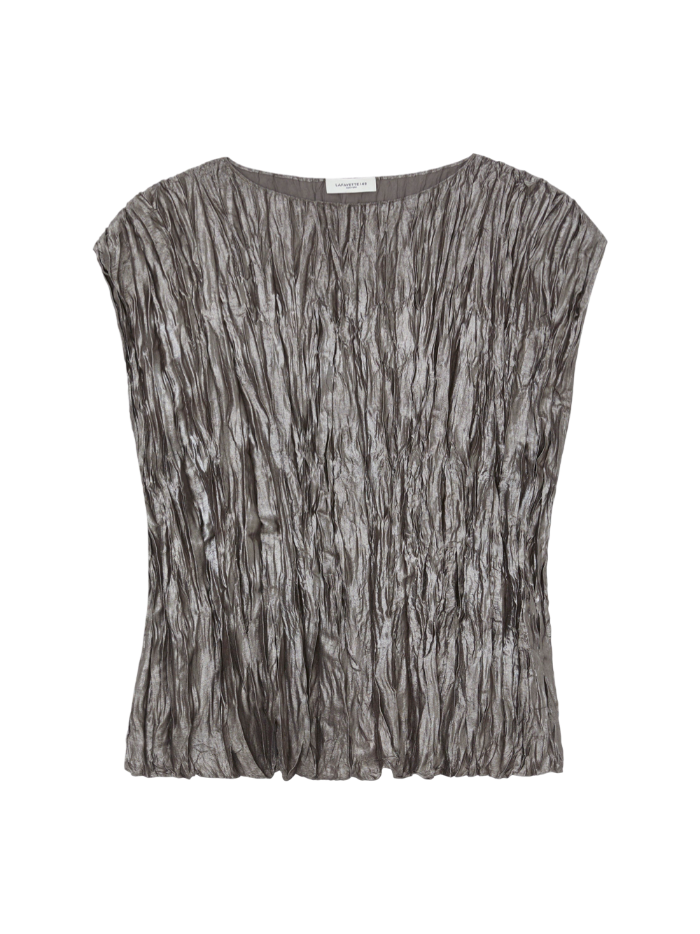 Lafayette 148 Cap Sleeve Plissé Blouse in Pewter Metallic
