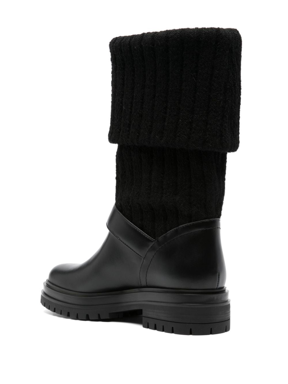 Gianvito Rossi Calf + Knit Chalet in Black/Black Nene