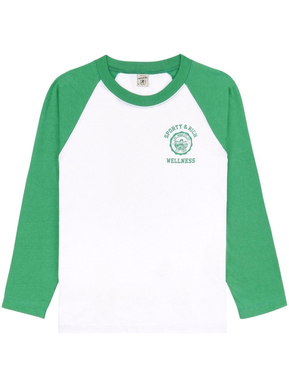 Sporty & Rich Emblem Baseball Tee in White 48