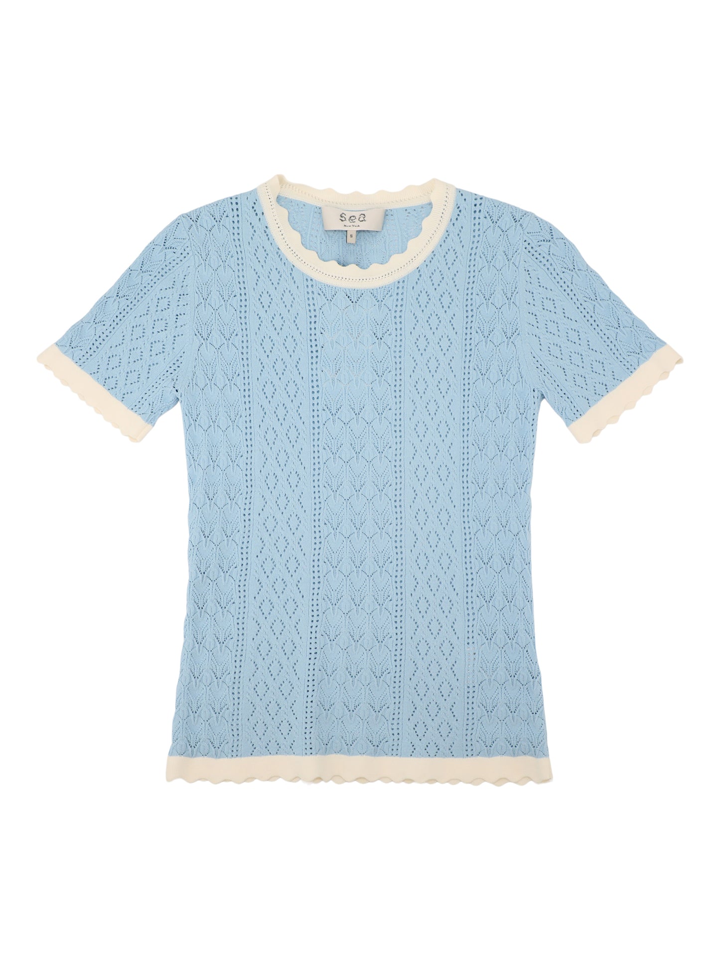 Sea Georgia Knit Short Sleeve Top in Blue