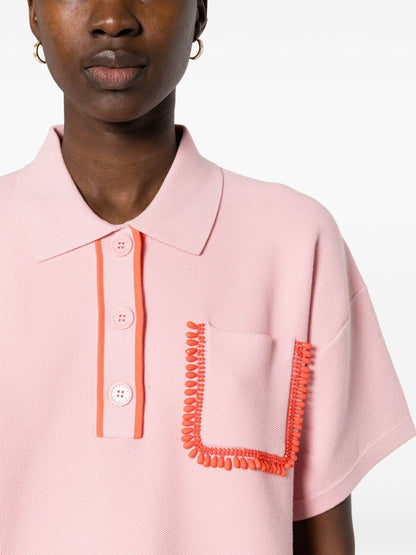 Essentiel Antwerp Flame Polo w/ Embroidery in Clear Red