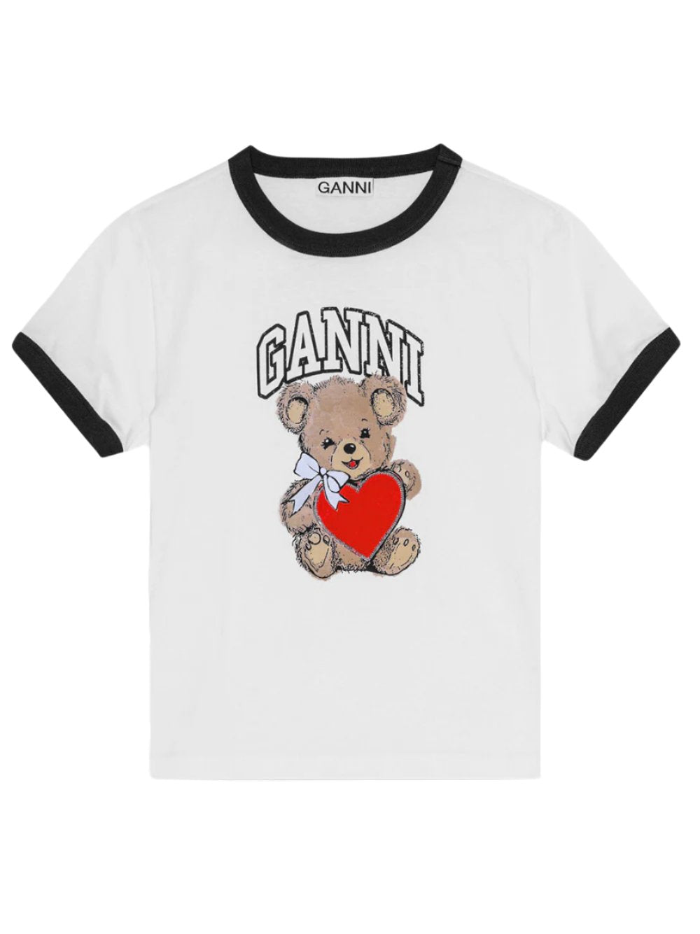 Ganni Basic Jersey Bear Small T-Shirt in Bright White