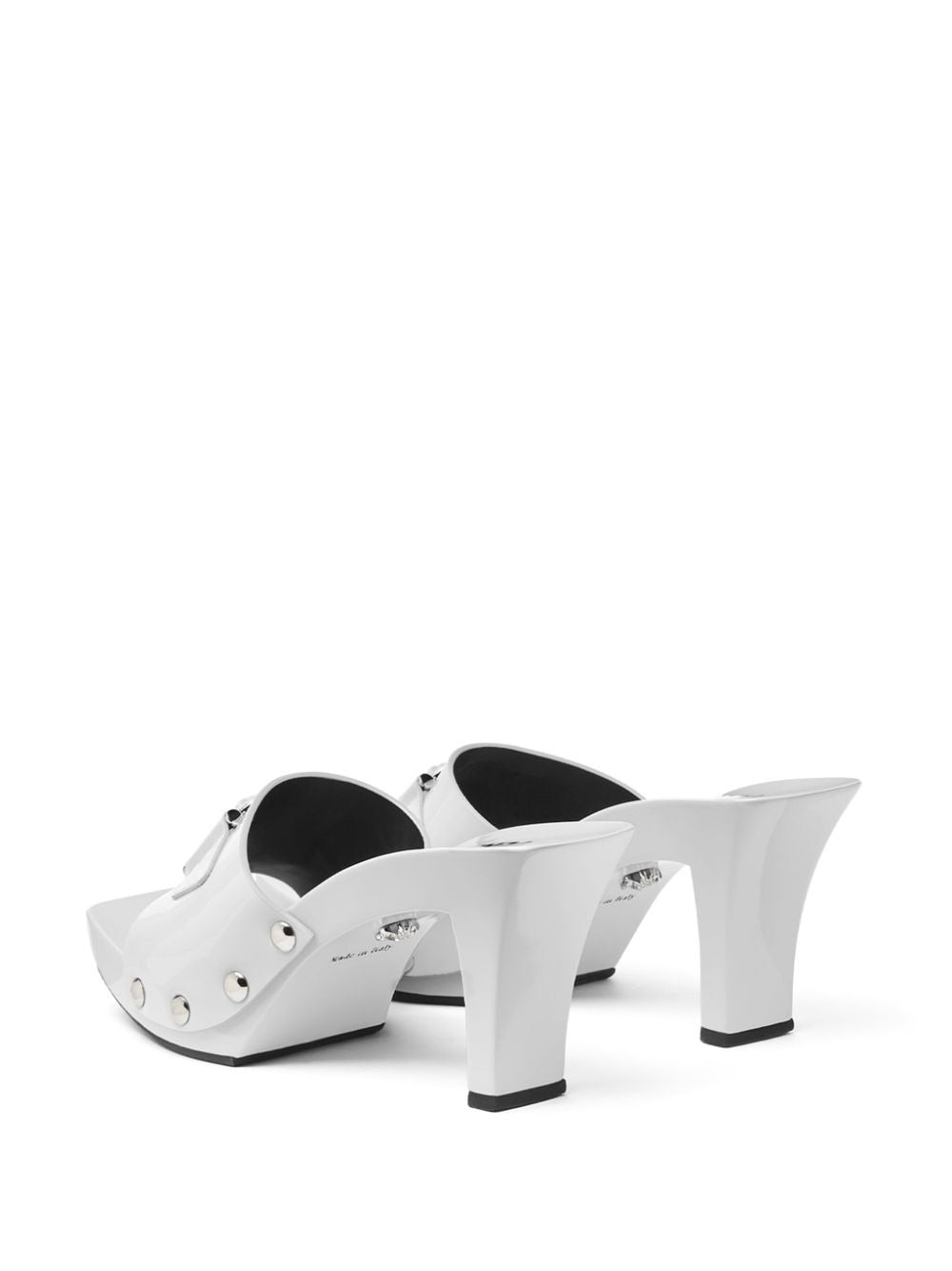 Versace Medusa Buckle Patent Clogs 2.4" in Optical White/Palladium