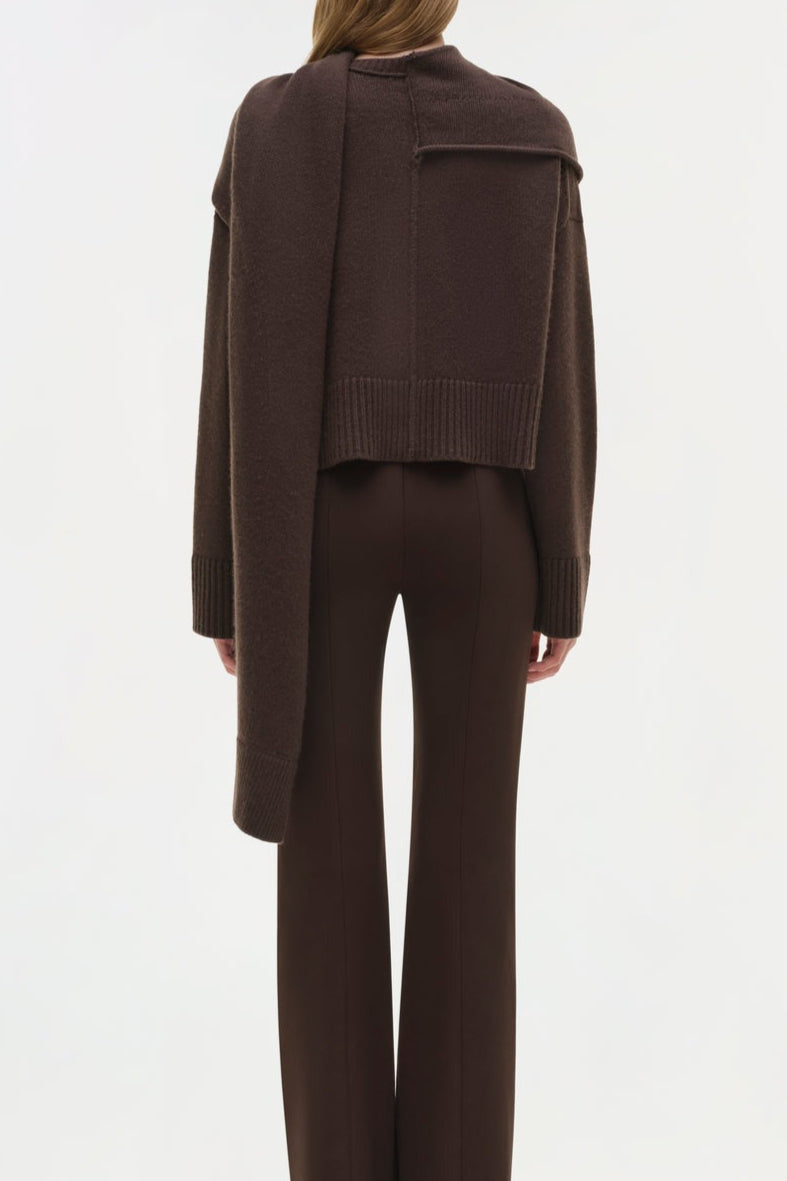 Simkhai Elson Wool Cashmere Scarf Sweater in Chocolate