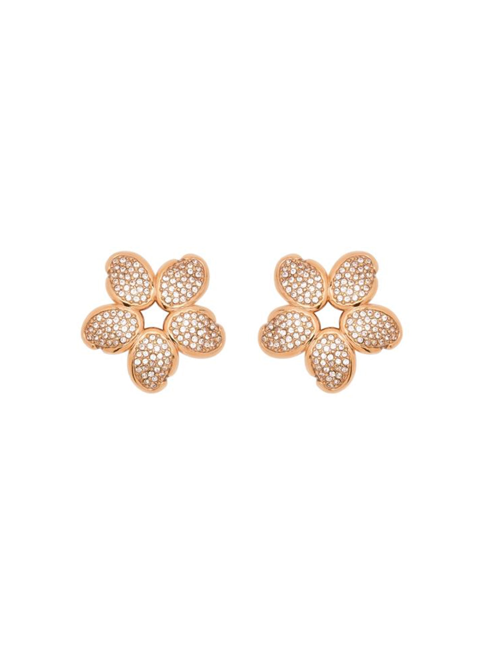 Oscar de la Renta Flower Earrings With Crystals