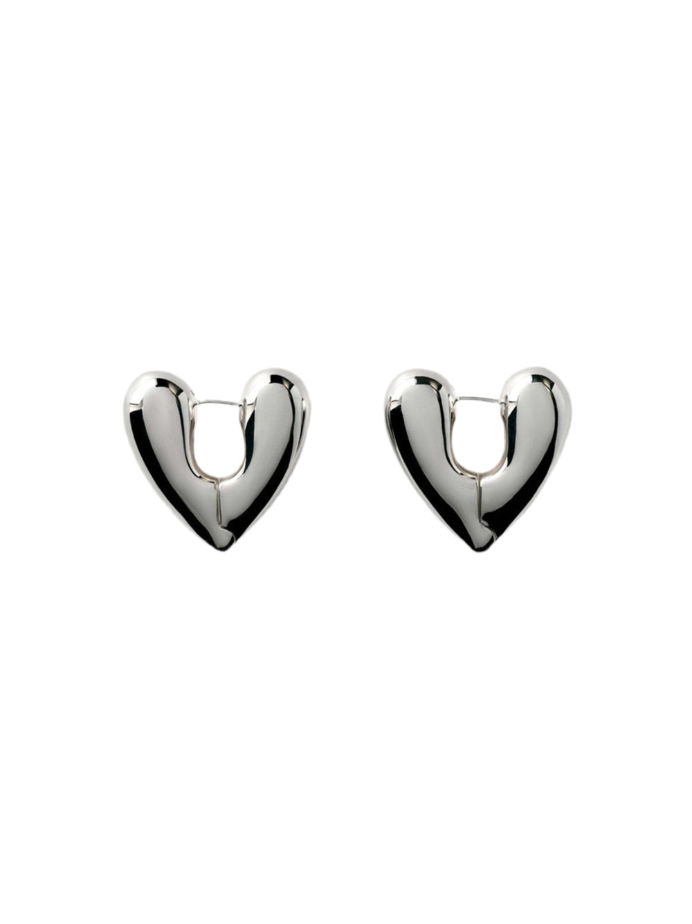 Annika Inez Large Heart Hoops in Silver