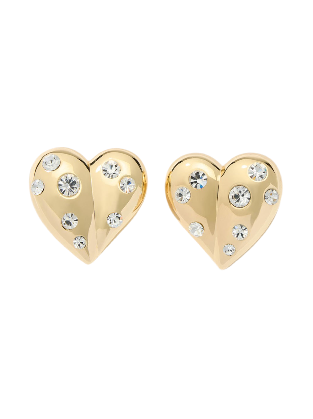 Carolina Herrera Molded Heart Stud Clip On Earrings in Gold