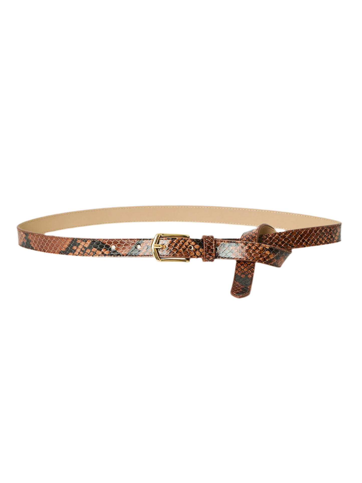 B-Low The Belt Calvin Python Leather Belt in Cognac/Gold