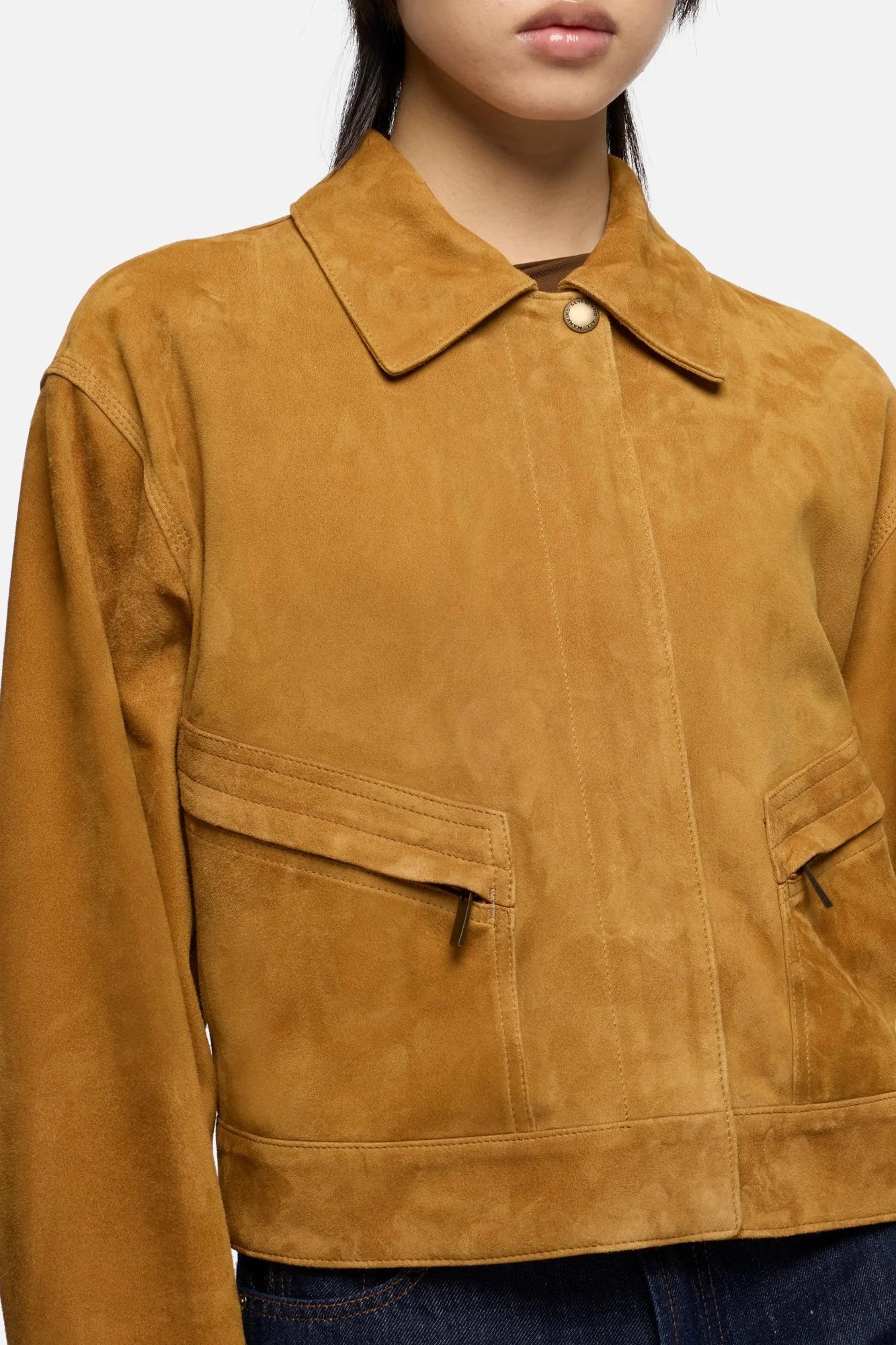 7 For All Mankind Utility Jacket in Suede Caramel