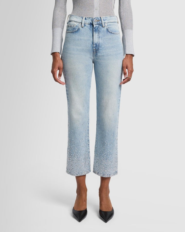 7 For All Mankind Logan Embellished Stovepipe Jeans in Juicy