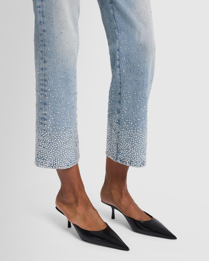 7 For All Mankind Logan Embellished Stovepipe Jeans in Juicy
