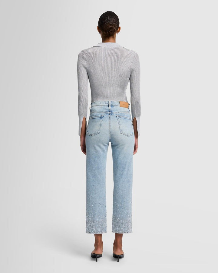 7 For All Mankind Logan Embellished Stovepipe Jeans in Juicy