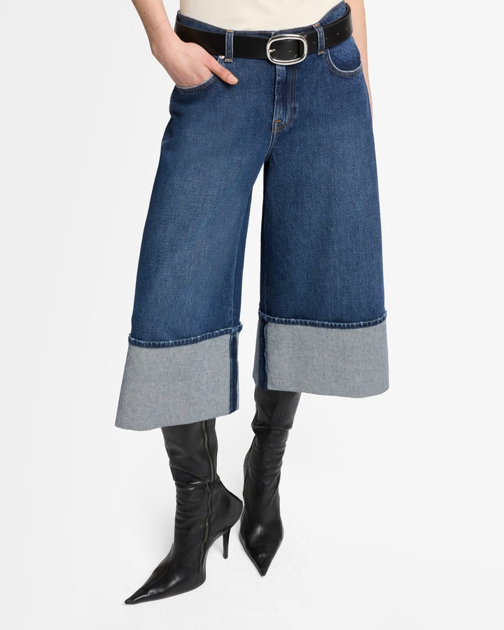 7 For All Mankind Cuffed Culotte Jeans in Radar