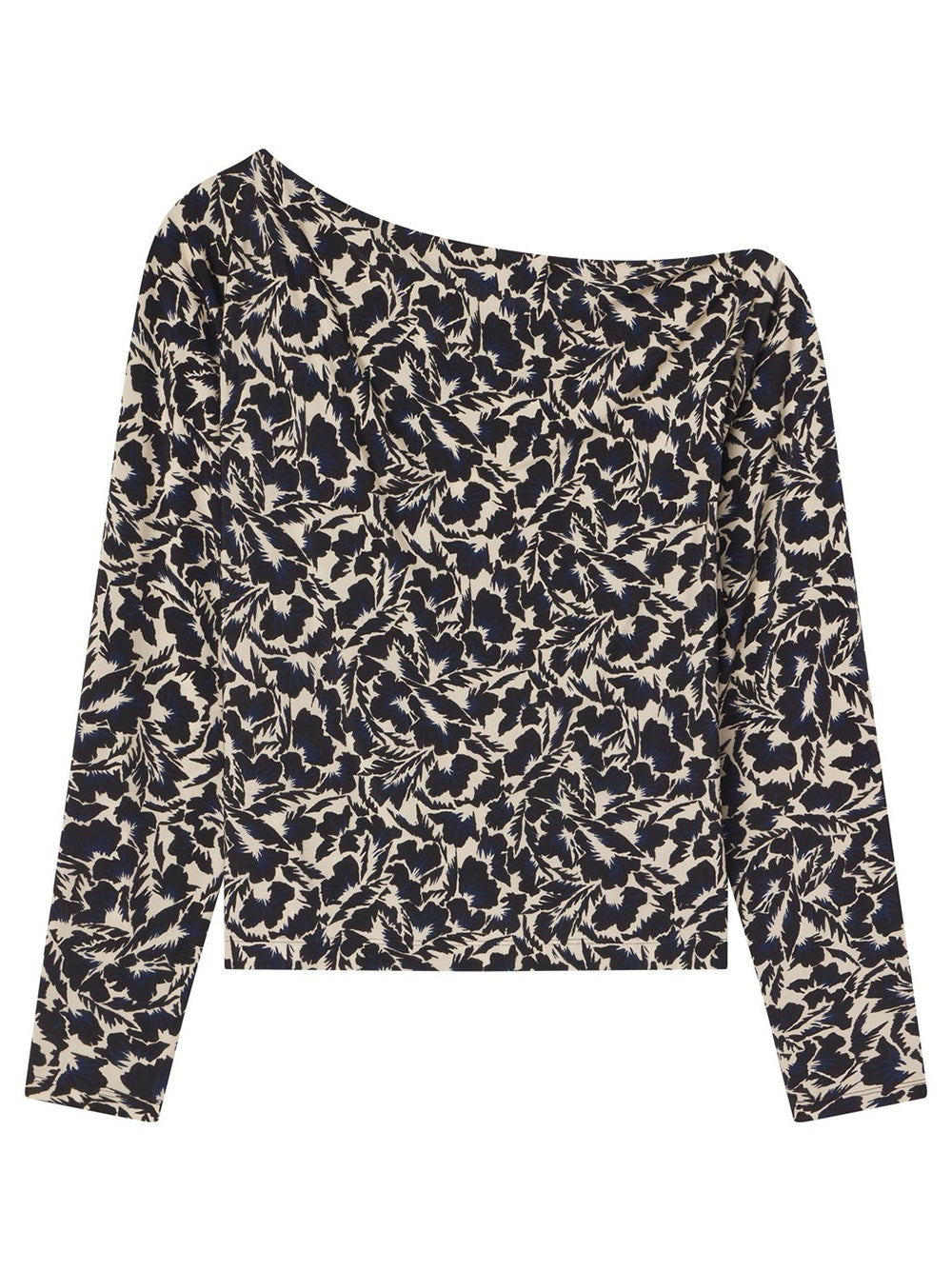 A.L.C. Tyler One Shoulder Jersey Top in Navy/Cream