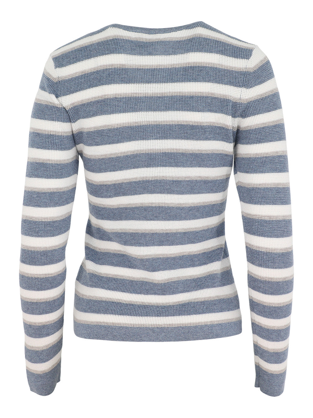 Kinross Thermal Stripe Crew in Marlin/Ecru/Pebble