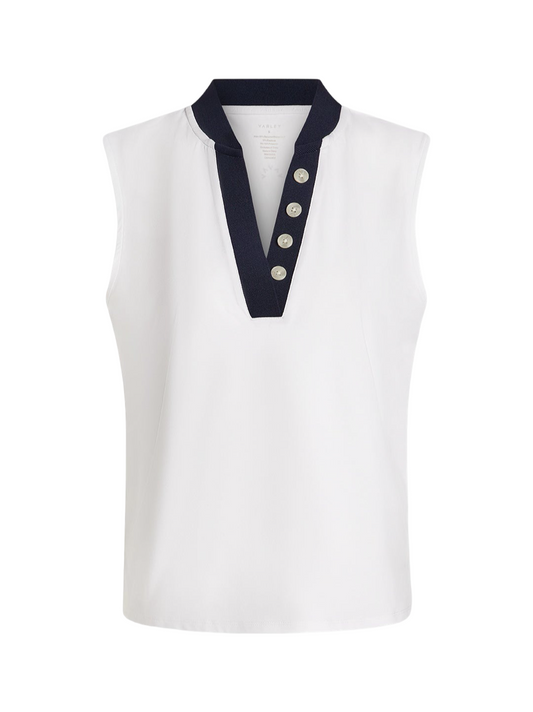 Varley Shelby Performance Tank in White/Blue Nights