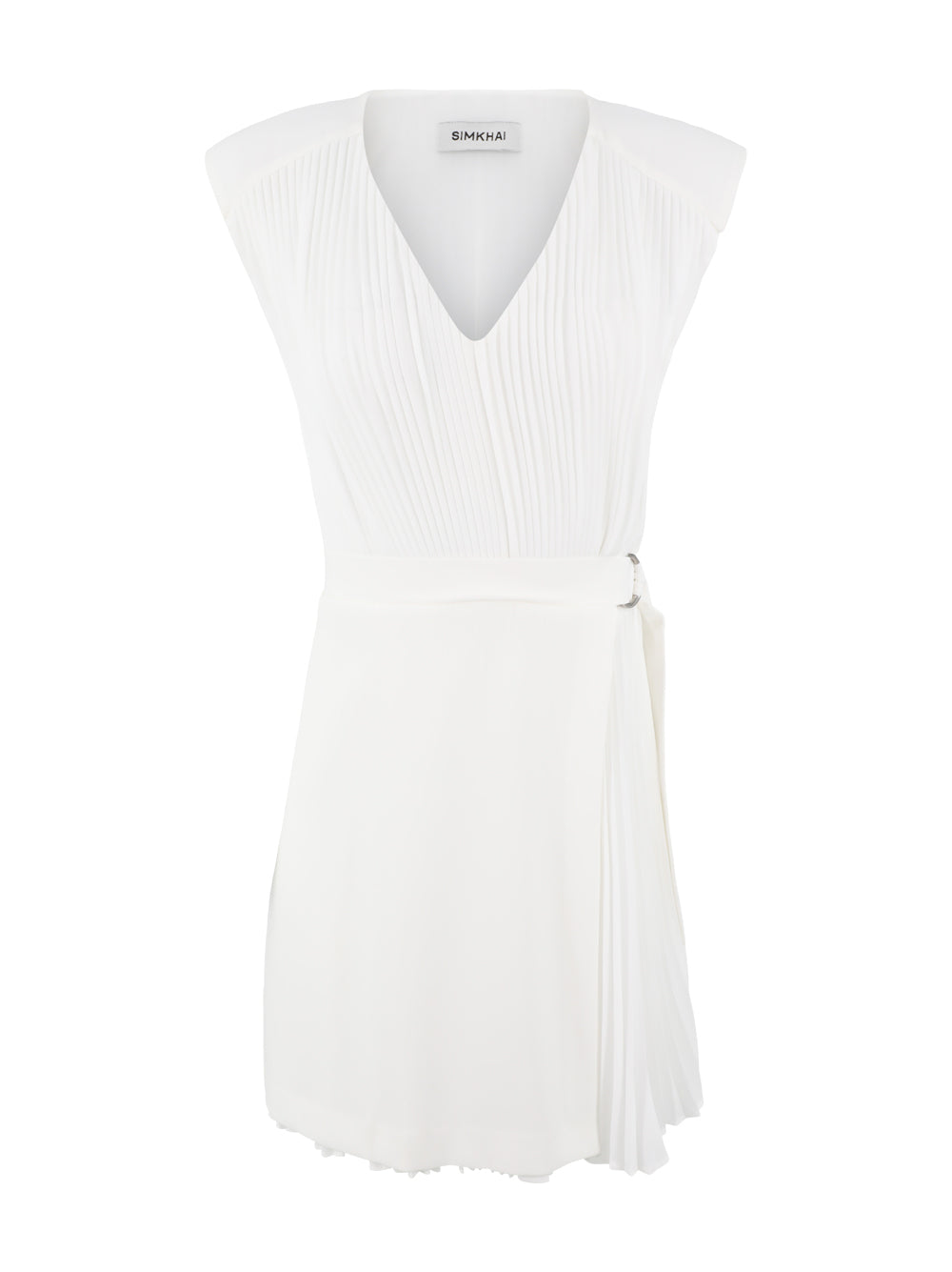 Simkhai Margo Sleeveless V-Neck Combo Mini Dress in Ivory