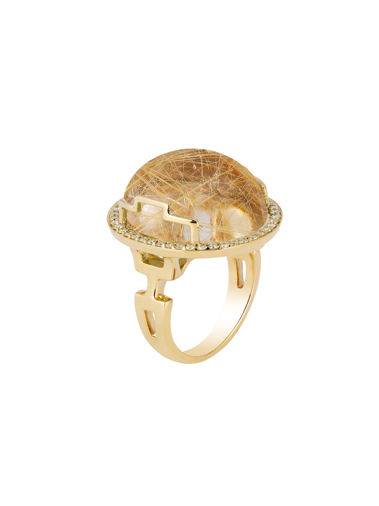 Goshwara The Rock N Roll Collection Bold Stone Ring in Rutilated Quartz