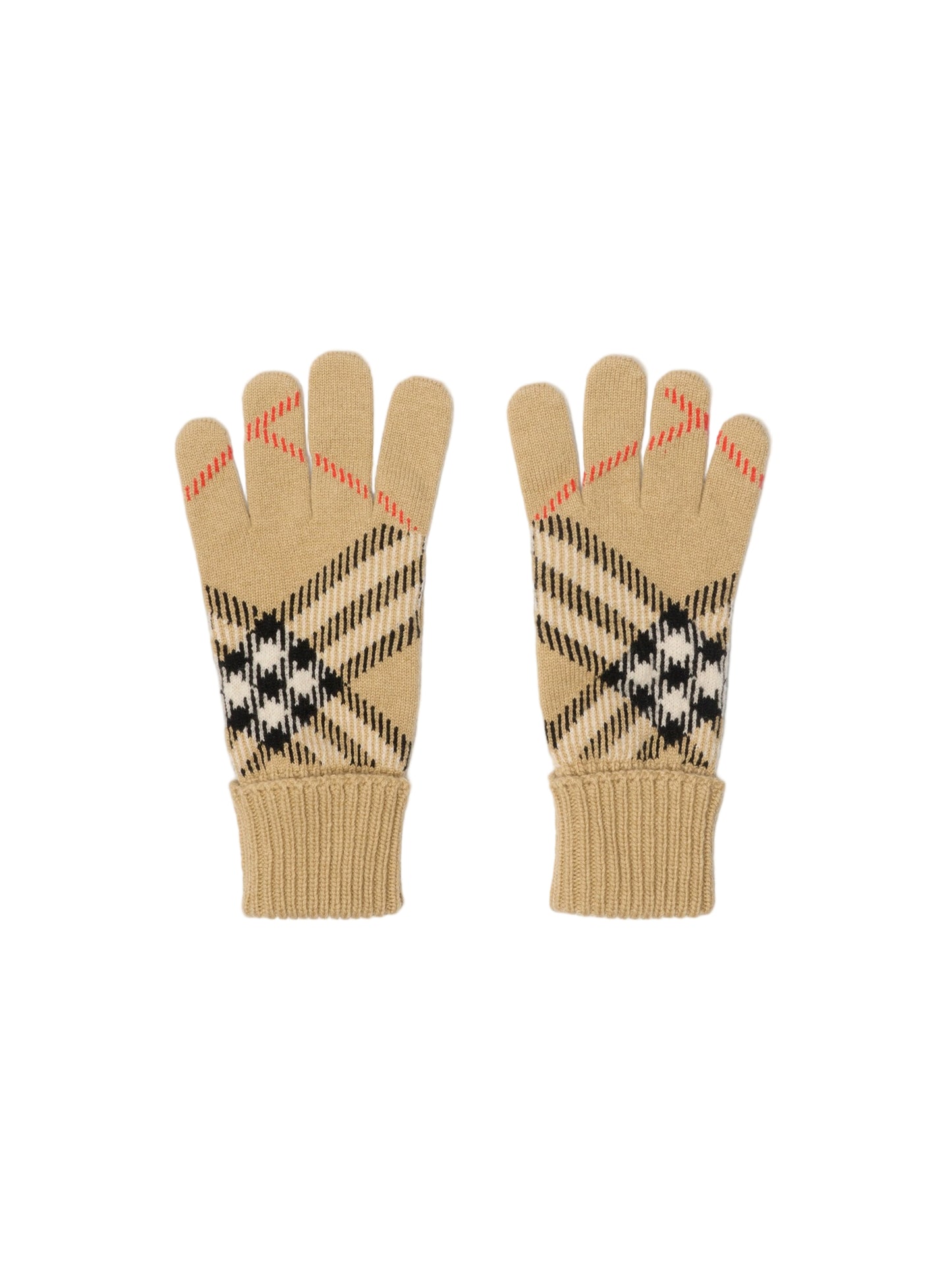 Burberry Check Cashmere Blend Gloves in Sand