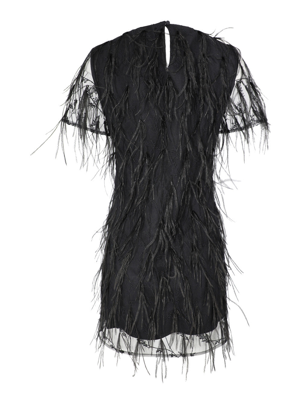 Milly Rana Feather Dress in Black