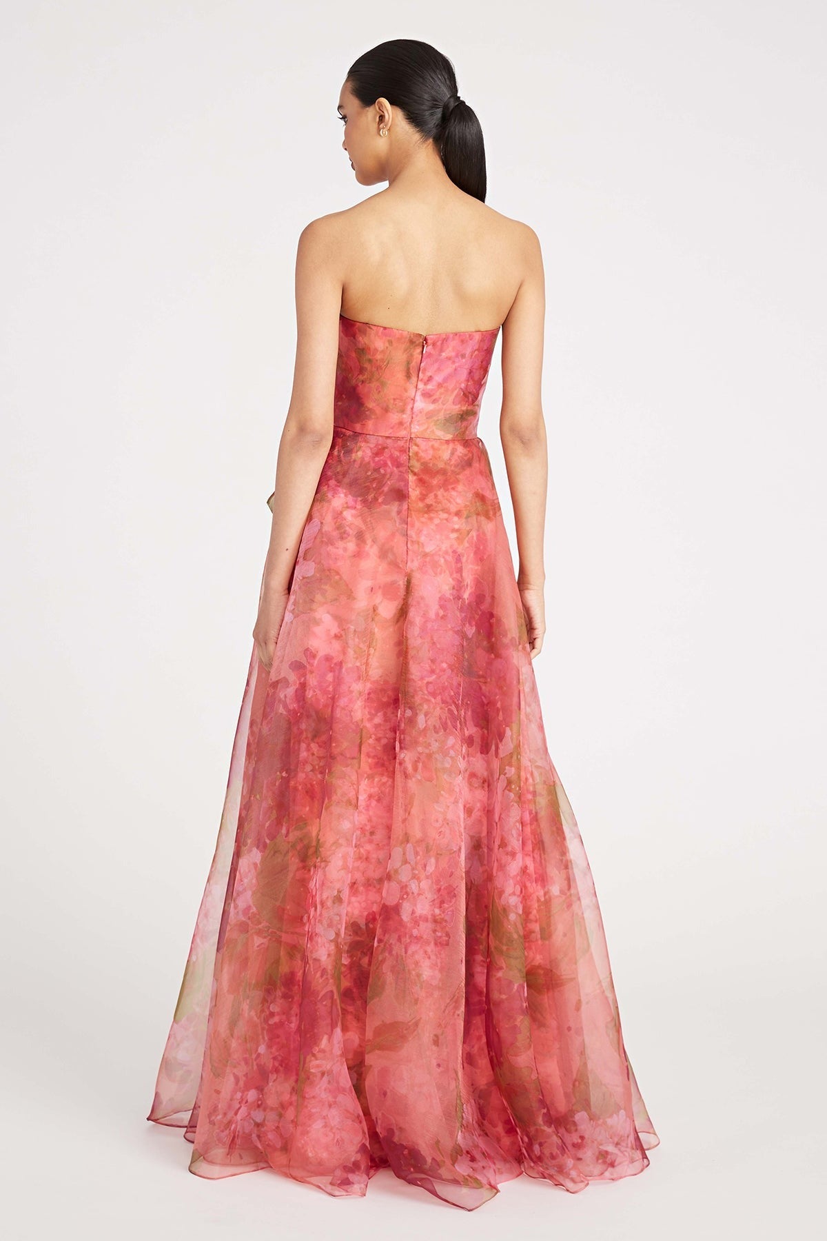 Theia Fahreta Strapless Gown in Printed Wisteria