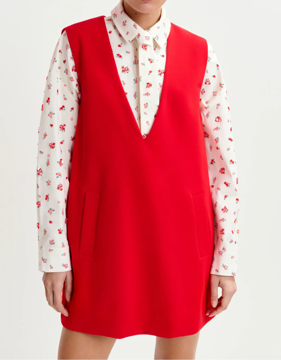 Essentiel Antwerp Itravel Red Sleeveless V-Neck Minidress