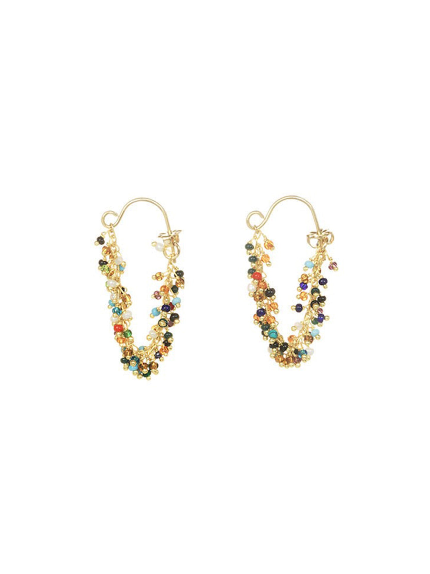 Catherine Weitzman Fringe Hoop Earrings Beaded (More Colors)