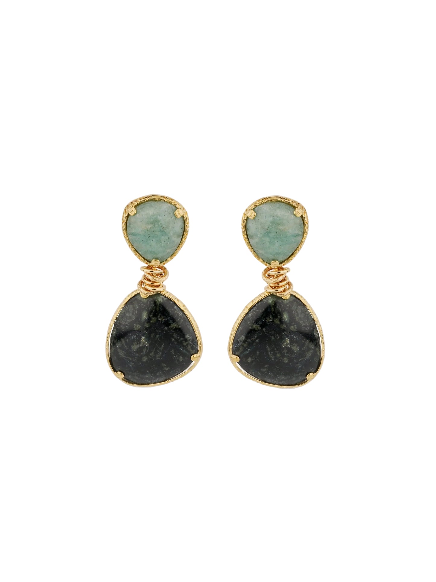 Gas Bijoux Silia Earrings in Amazonite & Kambaba Jasper