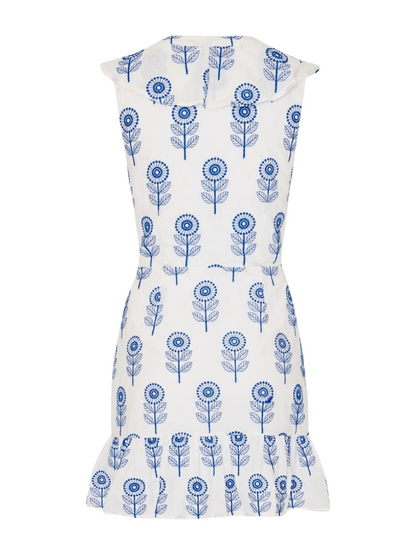 Milly Novi Poppy Embroidery Wrap Dress in White/Blue