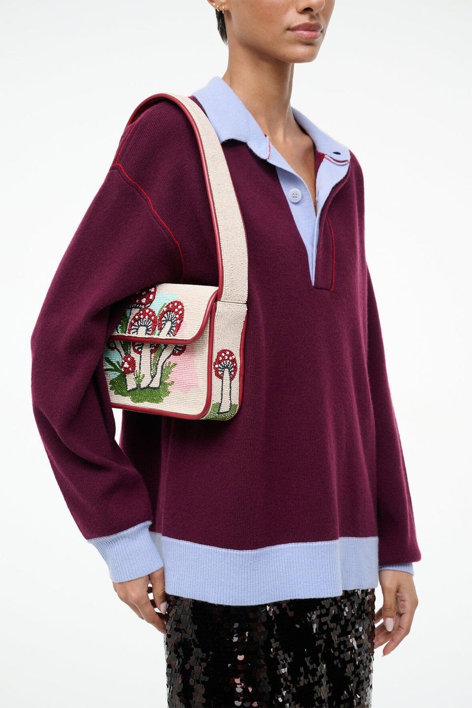 Staud Tommy Beaded Bag in Mushroom Tea