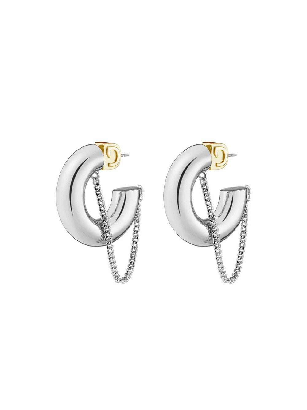Demarson Miley Mini Tube Hoop Earrings in Silver