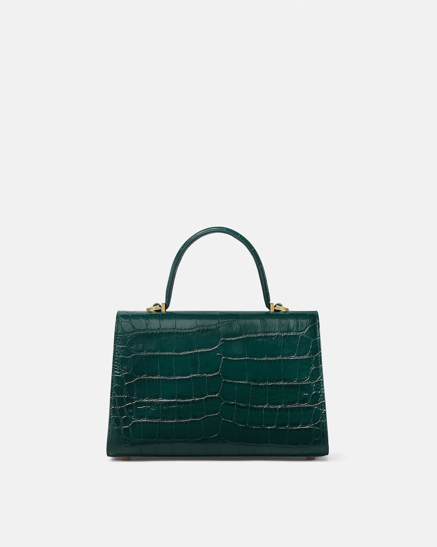 Versace Medium Medusa '95 Croc-Effect Top-Handle in Dark Emerald