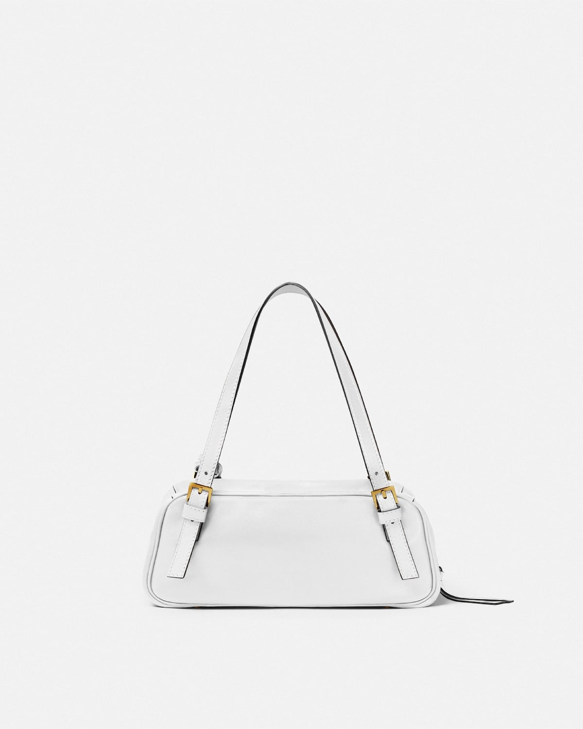 Versace Tag Nappa Bowling Bag in White + Gold