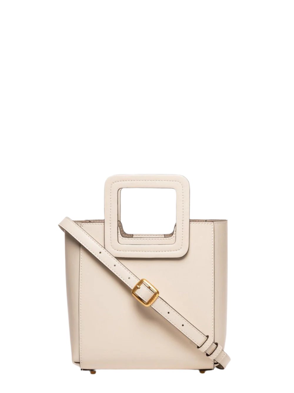 Staud Mini Shirley Leather Bag in Cream Contrast