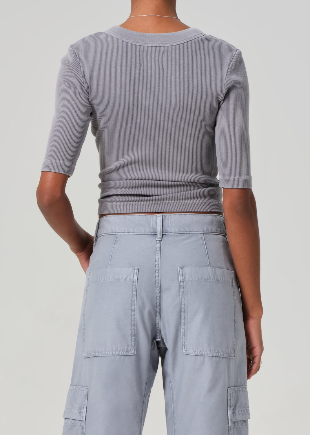 7 For All Mankind Nali Short Sleeve Henley in Balboa