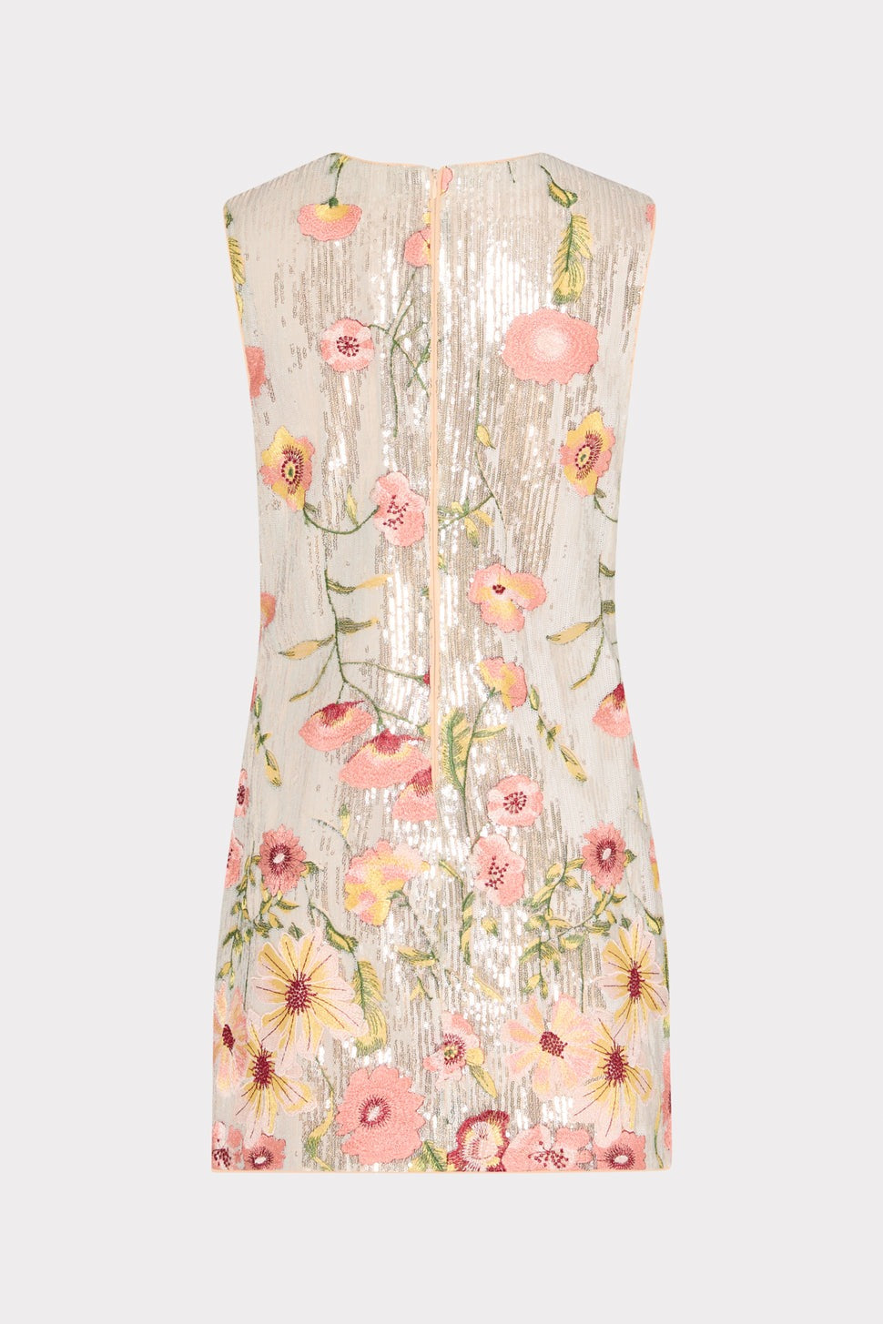 Milly Ivette Floral Sequins Embroidery Dress in Silver Multi