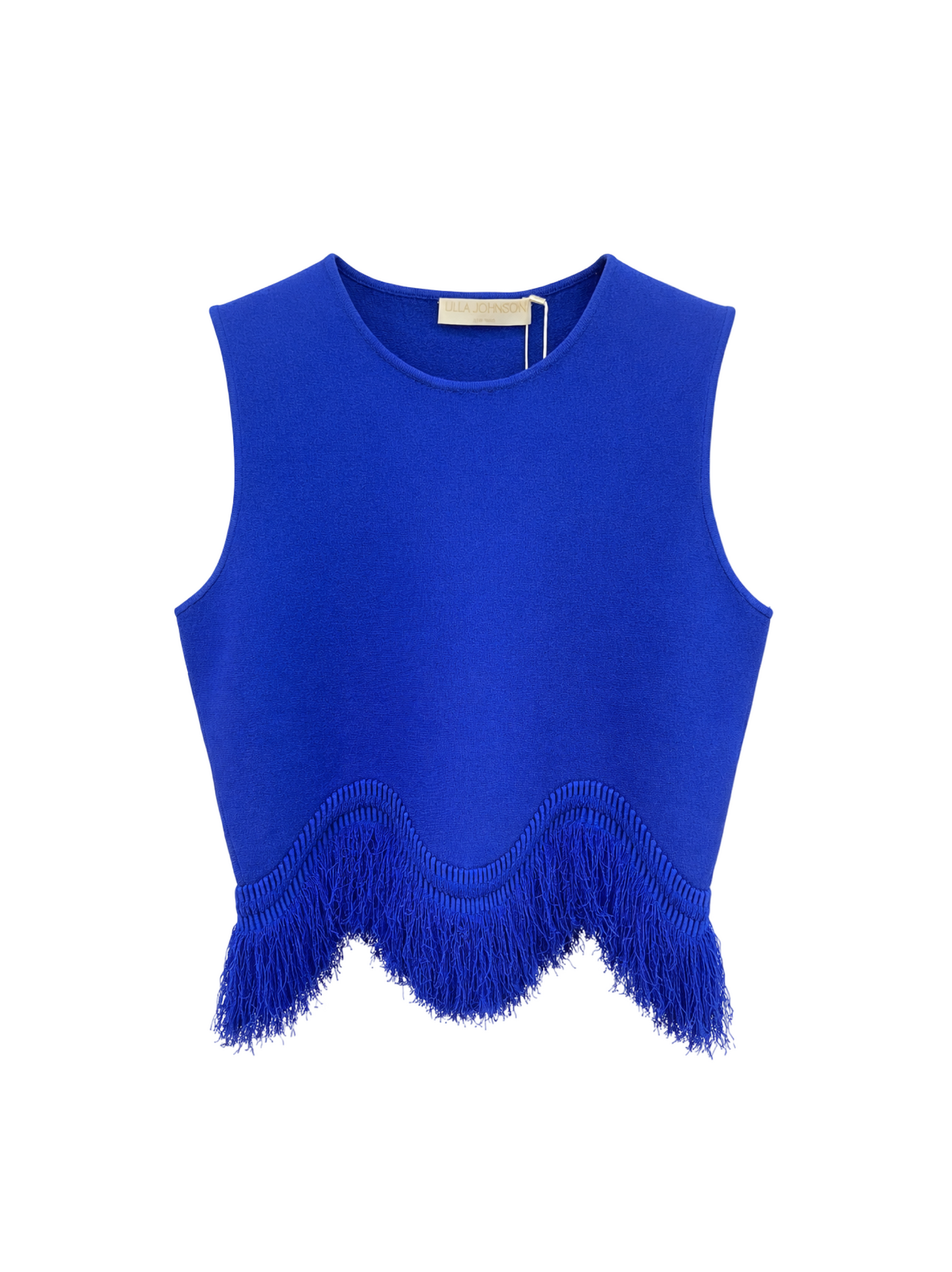 Ulla Johnson Koa Knit Top with Fringe in Cobalt