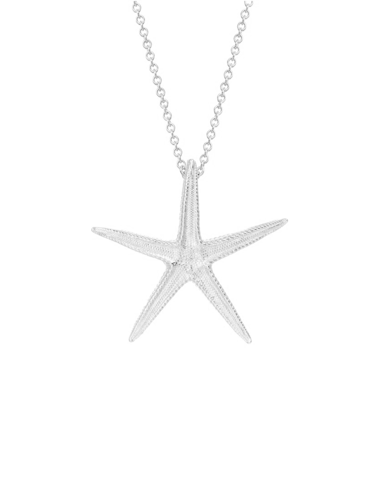 Catherine Weitzman Large Starfish Necklace in Silver