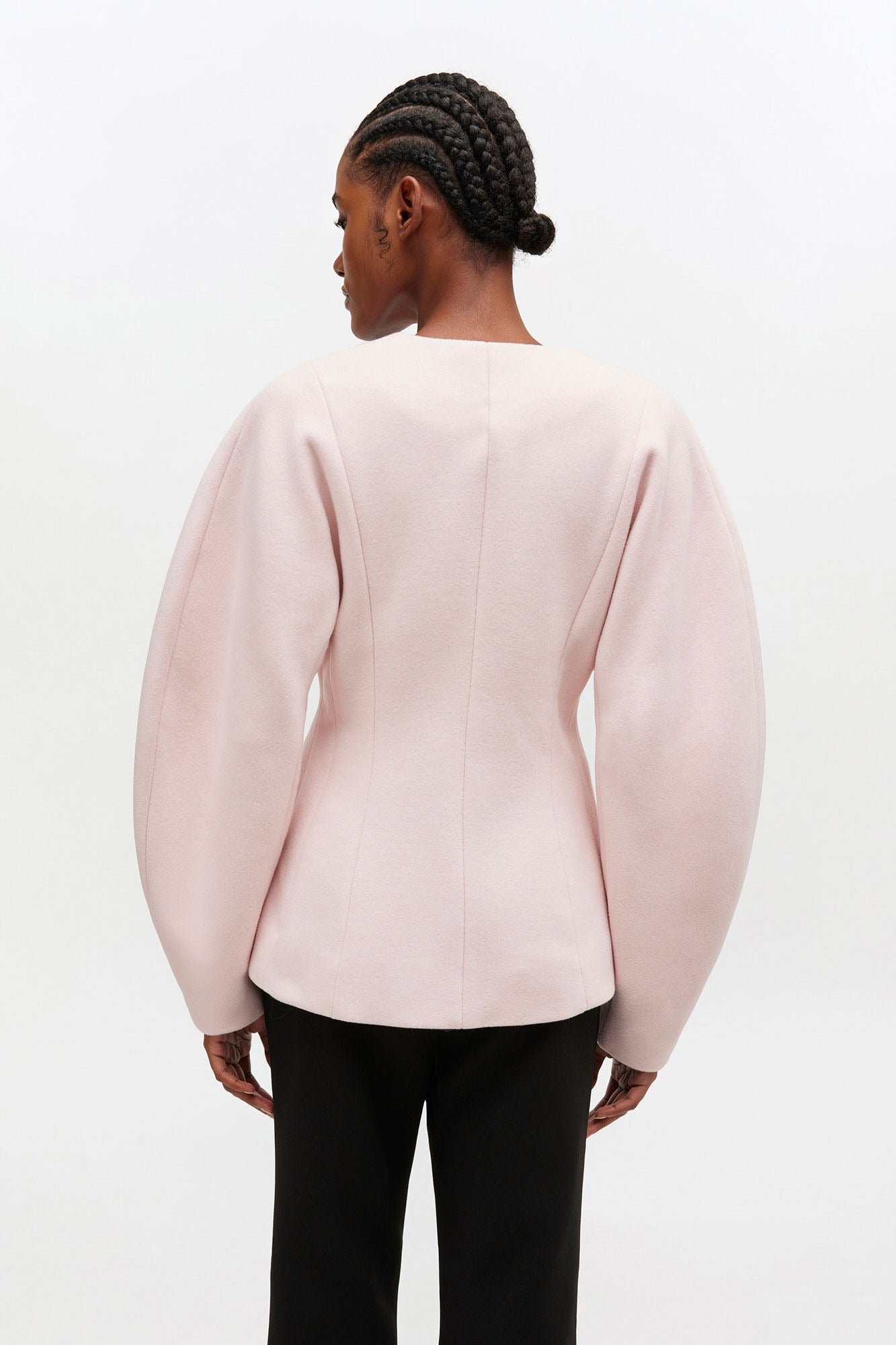 Ganni Peacoat Wool Fitted Blazer in Ballerina